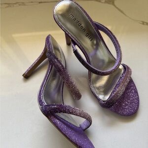 Madden Girl Women’s Sandals High Heels Purple Sparkly Rhinestones New Size 6.5